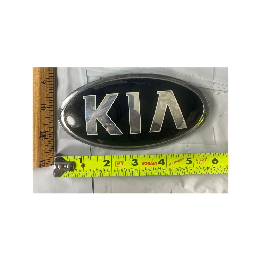 Kia OEM Front Grille Trunk Emblem Badge Black Silver Chrome 5.75 Inch